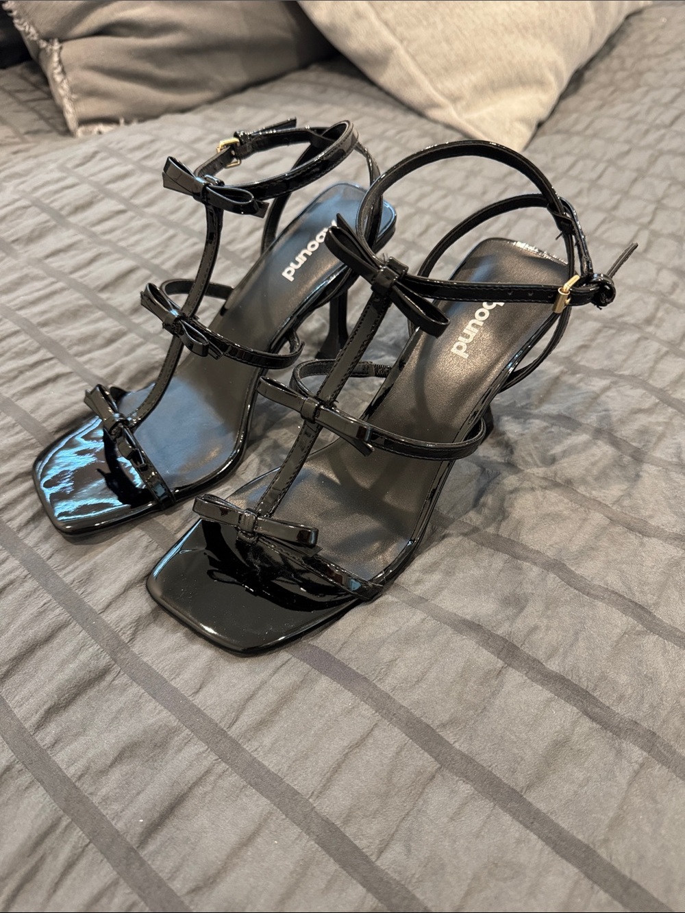 Abound Black Patent Strappy Square-Toe Heels